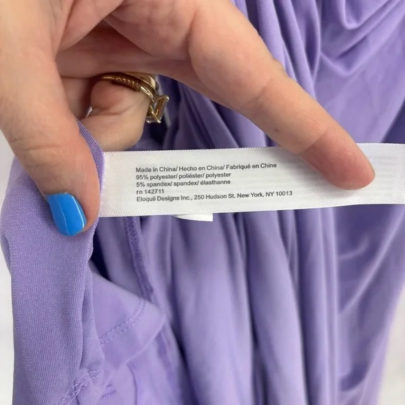 Eloquii Lilac One Shoulder Ruched Wrap Midi Dress Plus Size 22 lavender purple - Picture 7 of 9